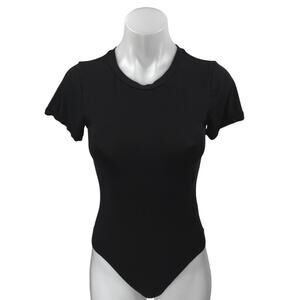 Aritzia Wilfred Black Short Sleeve Crew Neck Bodysuit Tee T-shirt Top Size S